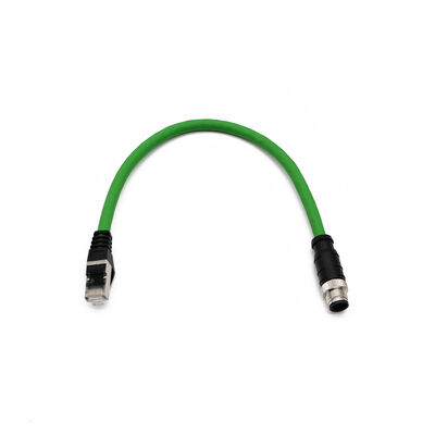M12 4 Pin D Code Male to RJ45 Female Connector Cable High Flex CAT6 Shielded Field Wireable Cable 