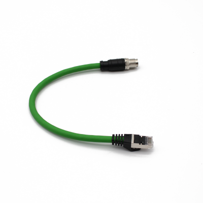 3-50 Meter IP67 M12 X-Code Male to RJ45 Industrial Ethernet Cable Cat5e Sf/UTP PUR Shielded 
