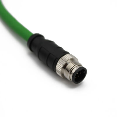 M12 D-Code 8-Pin to RJ45 Shielded Cat6e Cable PUR Oil-Resistant 